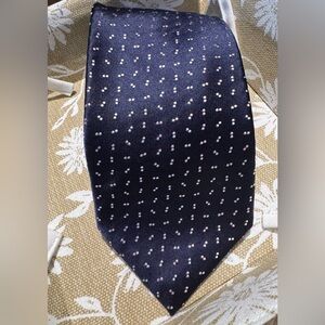 Men's Navy Tie with Small Light Dot Pattern